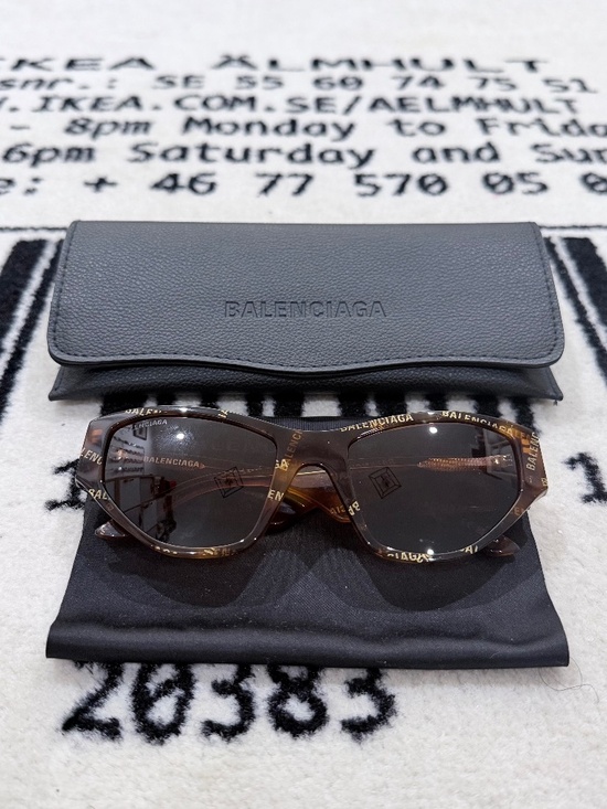Balenciaga BB0097S 003 BROWN All Over Logo Modern Cat Eye Unisex Sunglasses main image 9